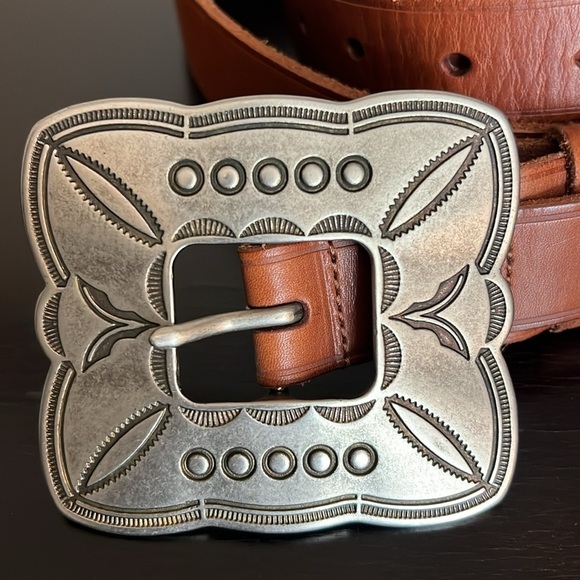 Brown Leather Belt with Silver Buckle - Picture 2 of 14